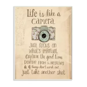 Stupell Industries 12.5 in. x 18.5 in. "Life Is Like A Camera Inspirational" by Katie Doucette Printed Wood Wall Art
