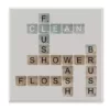 Stupell Industries 12 in. x 12 in. "Scrabble Bathroom Illustration" by Longfellow Designs Printed Wood Wall Art
