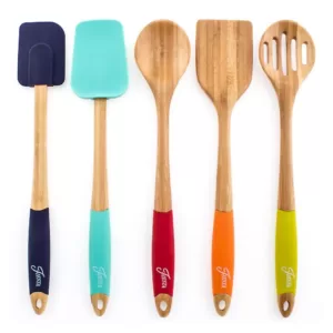 Fiesta 5-Piece Bamboo and Silicone Utensil Set