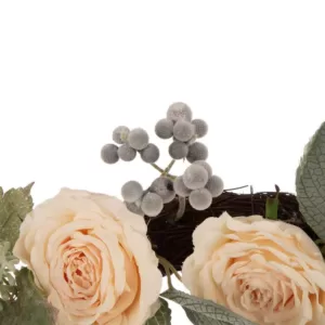 Glitzhome 22 in. Dia Artificial Hydrangea Rose Wreath