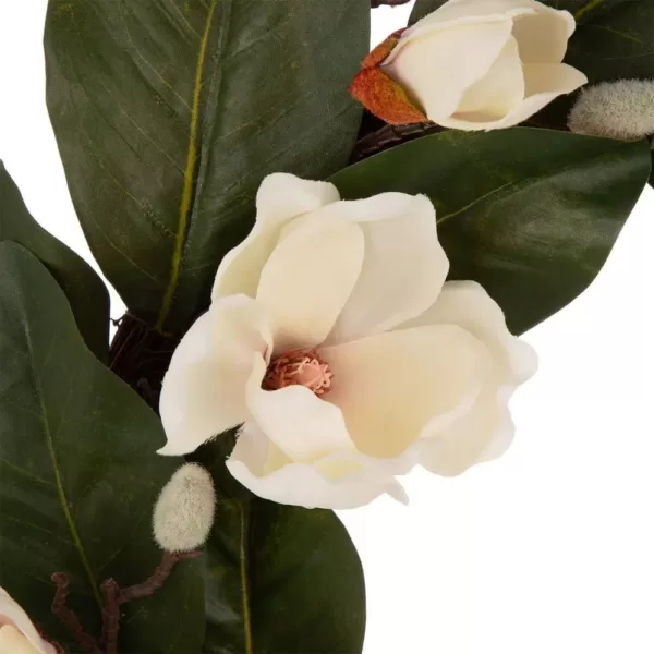 Glitzhome 24 in. Dia Artificial Magnolia Wreath