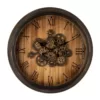 Glitzhome 27.76 in. D Vintage Industrial Oversized Wooden/Metal Wall Clock with Moving Gears
