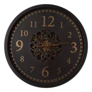 Glitzhome 22.83 in. D Morden Oversized Metal Wall Clock with Moving Gears