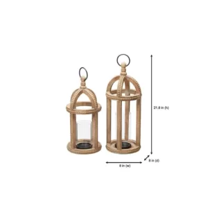 Home Decorators Collection Home Decorators Collection Antiqued Wood Candle Hanging or Tabletop Lantern with Beaded Trim (Set of 2)