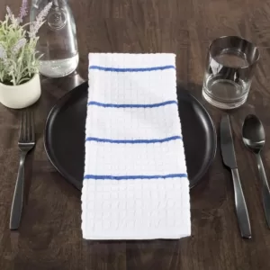 Lavish Home Multi-Color Waffle Weave Striped and Solid Color Cotton Kitchen Towel Set (8-Pieces)