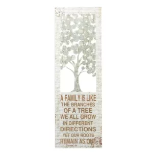 LITTON LANE 12 in. x 36 in. Shabby Chic "A Family is Like the Branches" Inspirational Statement Wall Decor