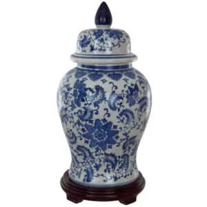 Oriental Furniture Oriental Furniture 18 in. Porcelain Decorative Vase in Blue