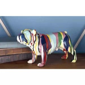 LITTON LANE 6 in. x 11 in. Decorative Bulldog Sculpture in Colored Polystone