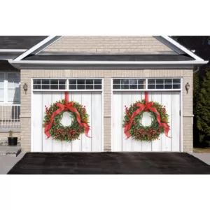 My Door Decor 7 ft. x 8 ft. Christmas Wreath-Christmas Garage Door Decor Mural for Split Car Garage