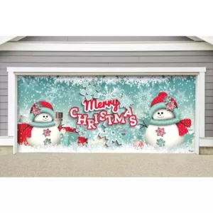 My Door Decor 7 ft. x 16 ft. Snowman Merry Christmas-Outdoor Christmas Holiday Garage Door Banner Decor