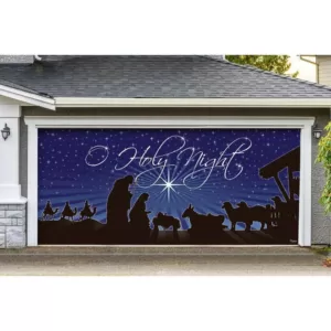 My Door Decor 7 ft. x 16 ft. Nativity O'Holy Night Christmas Garage Door Decor Mural for Double Car Garage