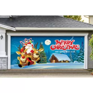 My Door Decor 7 ft. x 16 ft. Santa's Take off Christmas Garage Door Decor Mural for Double Car Garage