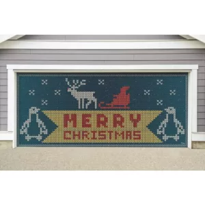 My Door Decor 7 ft. x 16 ft. Christmas Sweater Christmas Garage Door Decor Mural for Double Car Garage