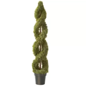 National Tree Company 60 in. Double Cedar Artificial Spiral Tree with Green Round Growers Pot