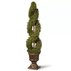 National Tree Company 54 in. Double Cedar Spiral Tree with Decorative Urn