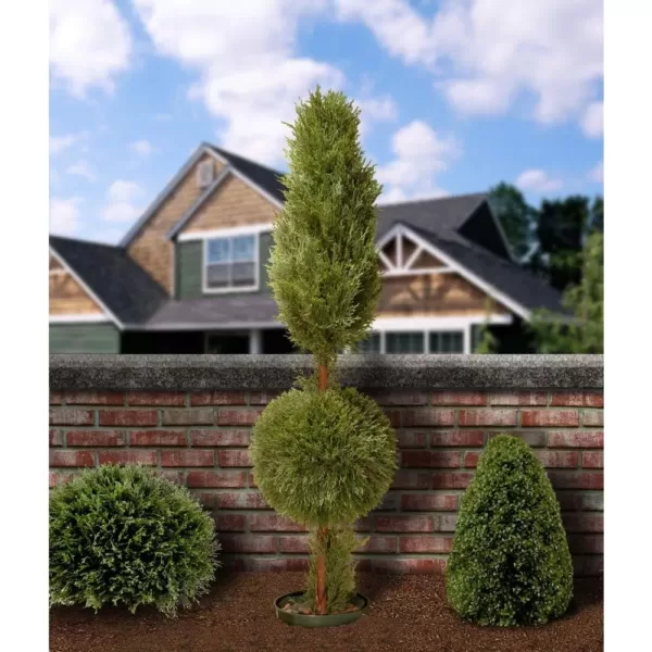 National Tree Company 5 ft. Juniper Cone and Ball Topiary Tree in Green Round Plastic Pot