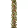 National Tree Company 9 ft. x 12 in. Feel Real Bristle Berry Wreath with Red Berries, Cones and 50 Clear Light