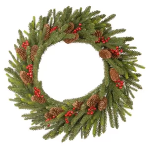 National Tree Company 24 in. Dorchester Fir Artificial Christmas Wreath with Battery Operated LED Lights