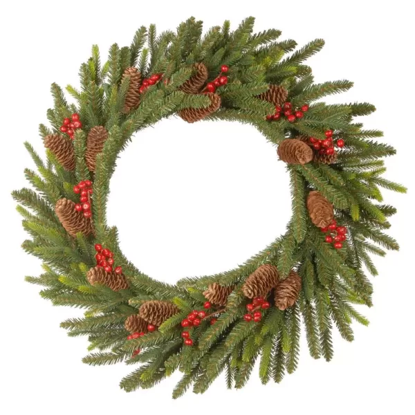 National Tree Company 24 in. Dorchester Fir Artificial Christmas Wreath with Battery Operated LED Lights