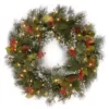 National Tree Company 24 in. Wintry Pine Artificial Wreath with Clear Lights