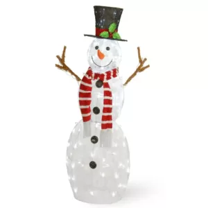 National Tree Company 48 in. Snowflake Fabric Snowman with 120 Cool White LED Lights