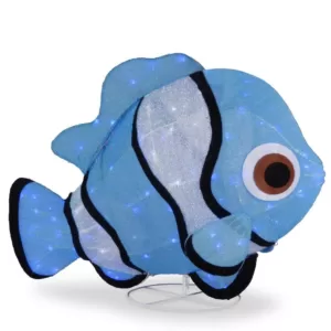 National Tree Company 38 in. Tinsel Fabric Blue Fish with Cool White LED