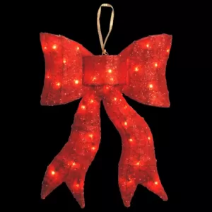 National Tree Company Pre-Lit 24 in. Red Wavy Sisal Bow