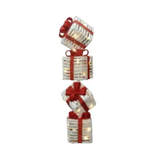 National Tree Company Pre-Lit 33 in. Sisal Gift Box Tower
