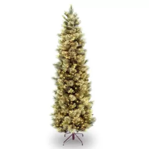 National Tree Company 7 ft. Carolina Pine Slim Tree with Flocked Cones and Clear Lights