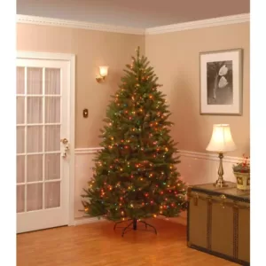 National Tree Company 7.5 ft. Pre-Lit Dunhill Fir Hinged Artificial Christmas Tree with Multi-Color Lights