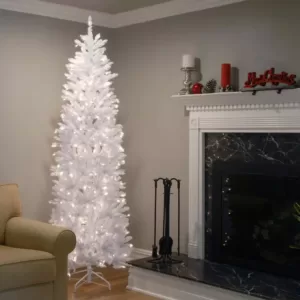 National Tree Company 7.5 ft. Kingswood White Fir Pencil Artificial Christmas Tree with Clear Lights