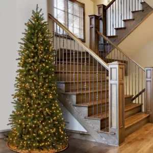 National Tree Company 12 ft. Jersey Fraser Fir Pencil Slim Artificial Christmas Tree with Clear Lights