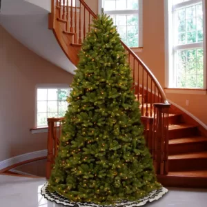 National Tree Company 12 ft. Feel Real Newberry Spruce Hinged Tree with 2000 Dual Color LED Lights and PowerConnect