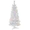 National Tree Company 4 ft. White Iridescent Tinsel Artificial Christmas Tree with Clear Lights