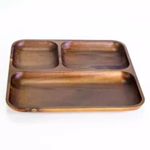 BergHOFF 14 in. x 2 in. x 14 in. Acacia Natural Wood Tray Set  (2-Piece)