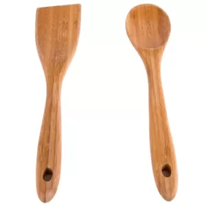Creative Home Bamboo Natural Utensil Set Consists Each of Solid Spoon and Turner (Set of 2 Pieces )