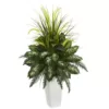 Nearly Natural Mixed River Fern and Dogtail Artificial Plant in White Tower Planter
