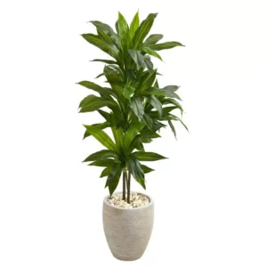 Nearly Natural Real Touch 4 ft. Indoor Dracaena Artificial Plant in Sand Planter