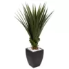 Nearly Natural Indoor/Outdoor Spiked Agave Artificial Plant in Black Planter