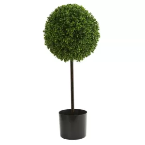 Nearly Natural 2.5 ft. UV Resistant Indoor/Outdoor Boxwood Ball Artificial Topiary Tree