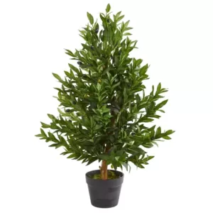 Nearly Natural 35 in. Indoor/Outdoor Olive Cone Topiary Artificial Tree