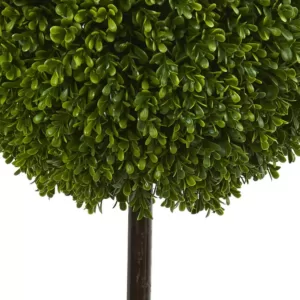 Nearly Natural 3 ft. High Indoor/Outdoor Boxwood Ball Topiary Artificial Tree in Oval Planter
