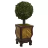 Nearly Natural 27 in. High Indoor Boxwood Ball Topiary Artificial Tree in Decorative Planter