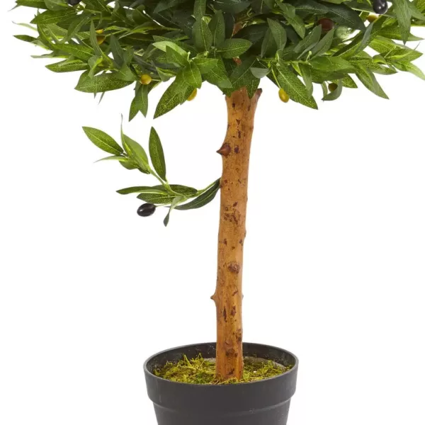 Nearly Natural 34 in. Indoor/Outdoor Olive Topiary Artificial Tree