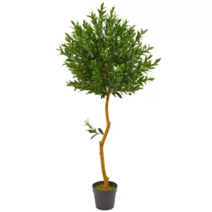 Nearly Natural 58 in. Indoor/Outdoor Olive Topiary Artificial Tree