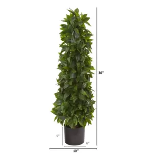 Nearly Natural 3 ft. Sweet Bay Cone Topiary Artificial Tree