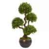 Nearly Natural 44 In. Four Ball Boxwood Artificial Topiary Tree in Planter