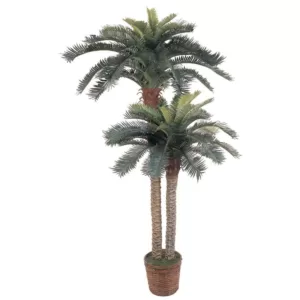 Nearly Natural 6 ft. and 4 ft. Sago Palm Double Potted Silk Tree