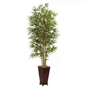 Nearly Natural 6 ft. Bamboo Tree with Decorative Planter