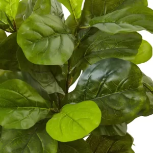 Nearly Natural 4.5 ft. Fiddle Leaf Fig in White Planter (Real Touch)
